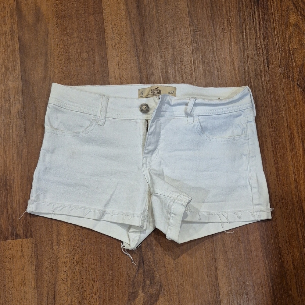 Hollister White Jean Shorts Cuffed Hem